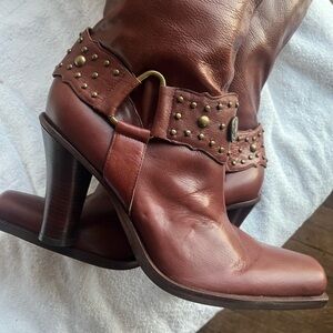 ANTONIO MELANI Chestnut Leather Heeled Boots